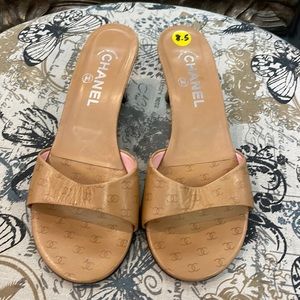 Chanel Leather Monogram Mules